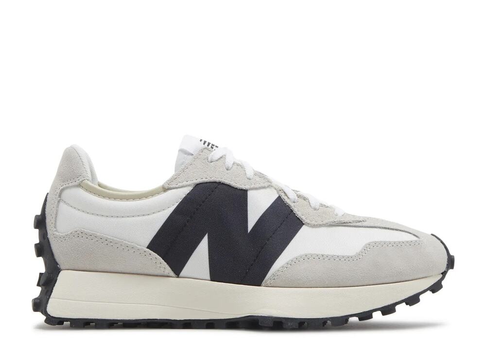 New Balance 327 Women's 11.5 White Black Suede Nylon Retro Sneakers WS327FE